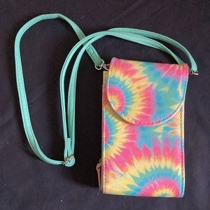 Pretty crossbody bag wallet/purse - tie dye pastel pattern